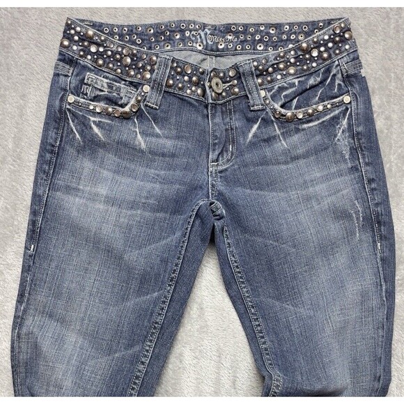 Miss Me JP42885 Bootcut Women's Embellished Studded Low-Rise Jeans Size 28 - Picture 5 of 15